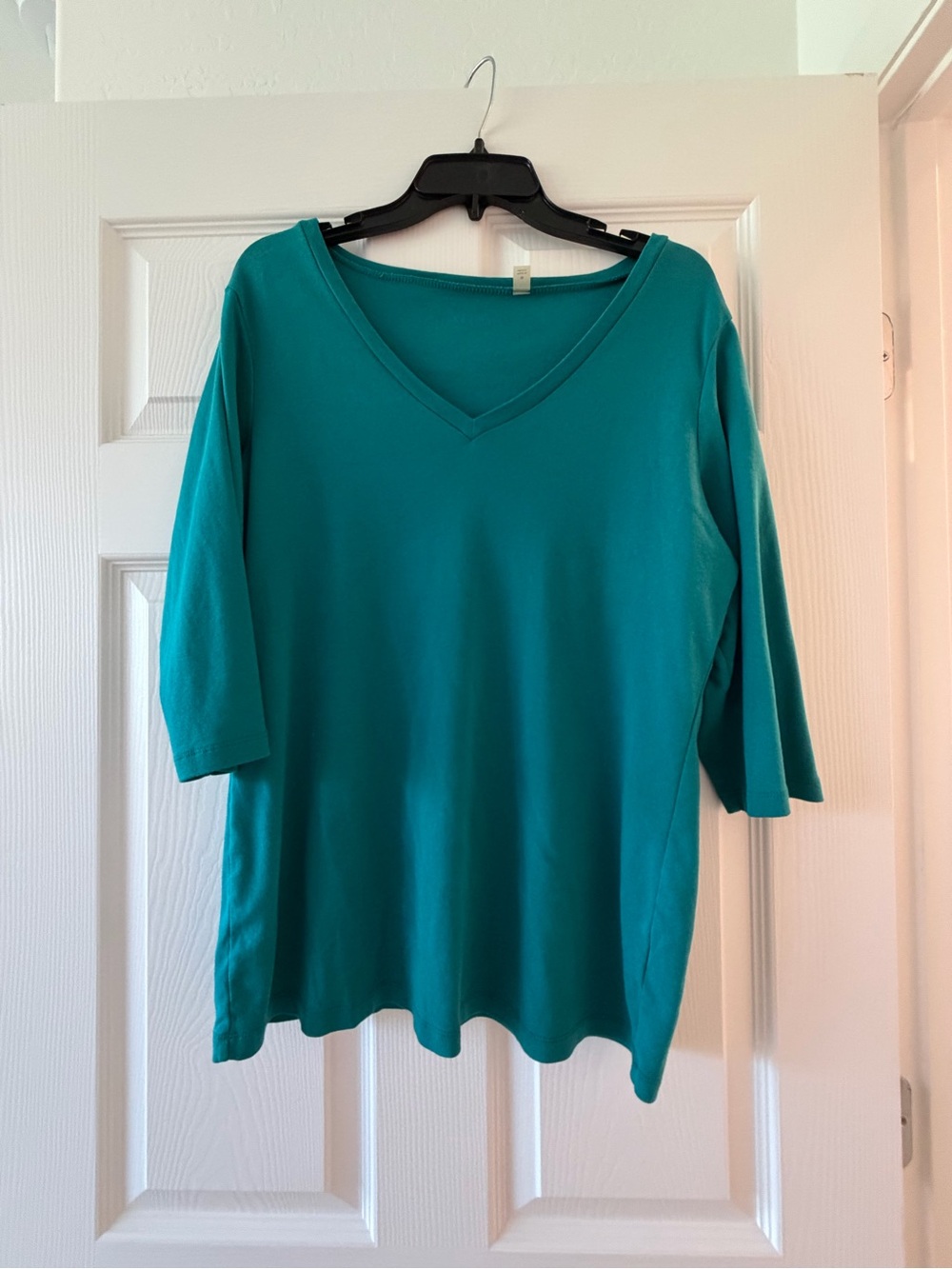 Sejour Teal V-Neck Short Sleeve Top